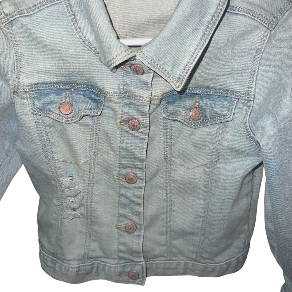 Gorgeous‎ Toddler distressed denim jacket with pearls and diamond string 4t - Picture 5 of 7